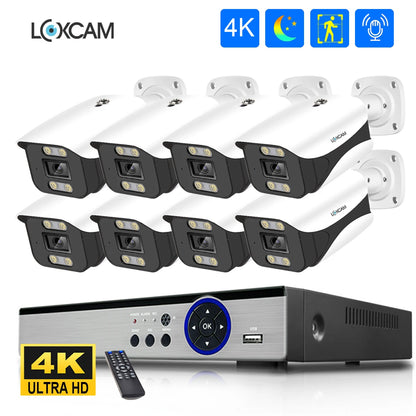 4K Ultra HD Audio Security Camera POE System 8MP Waterproof Outdoor Color Night Vision Video Surveillance NVR Kit Xmeye